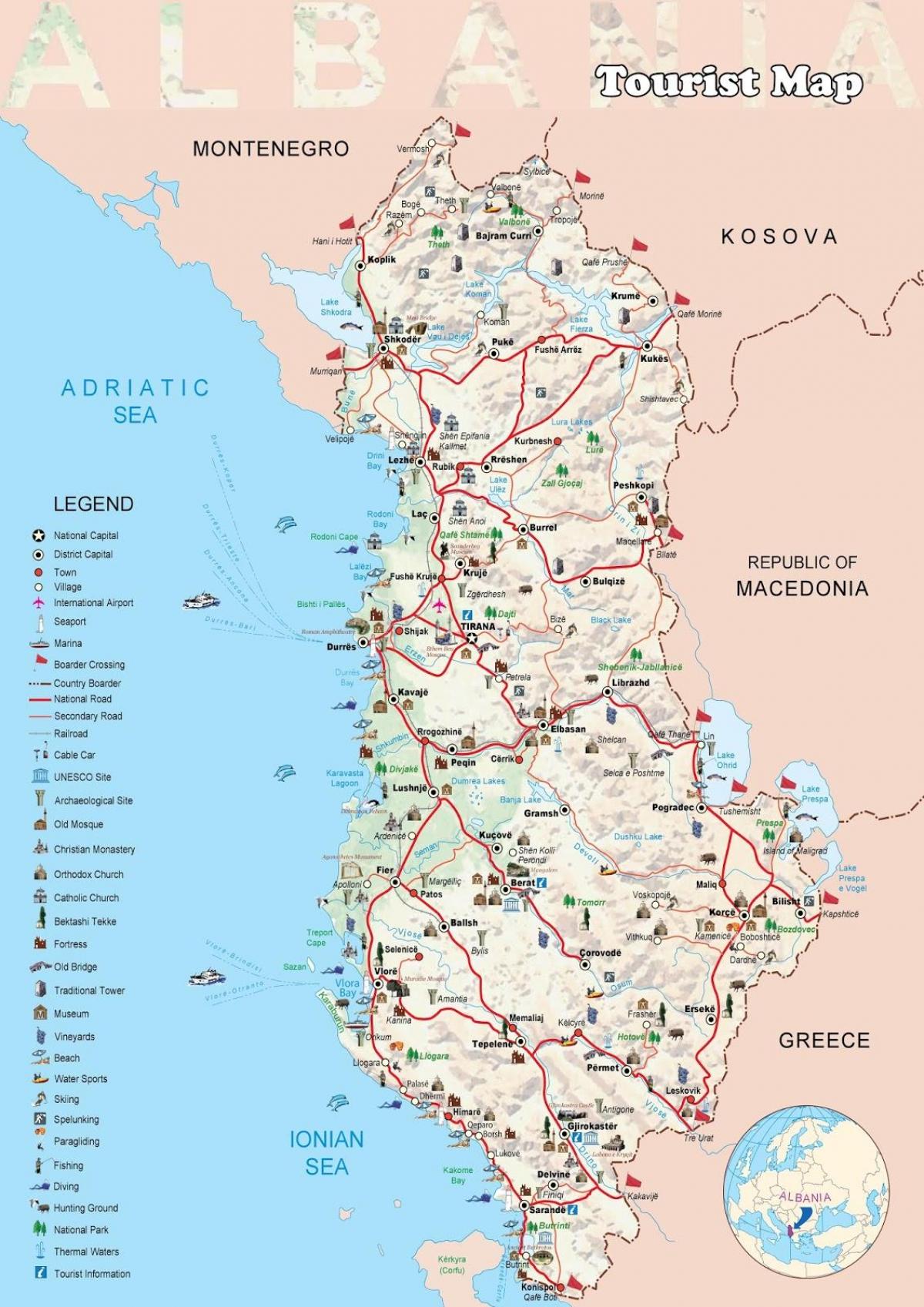 дерми Ալբանիայի քարտեզի վրա
