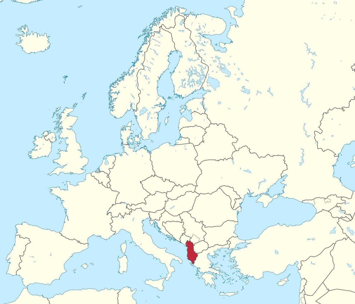 քարտեզ Ալբանիայի եվրոպական