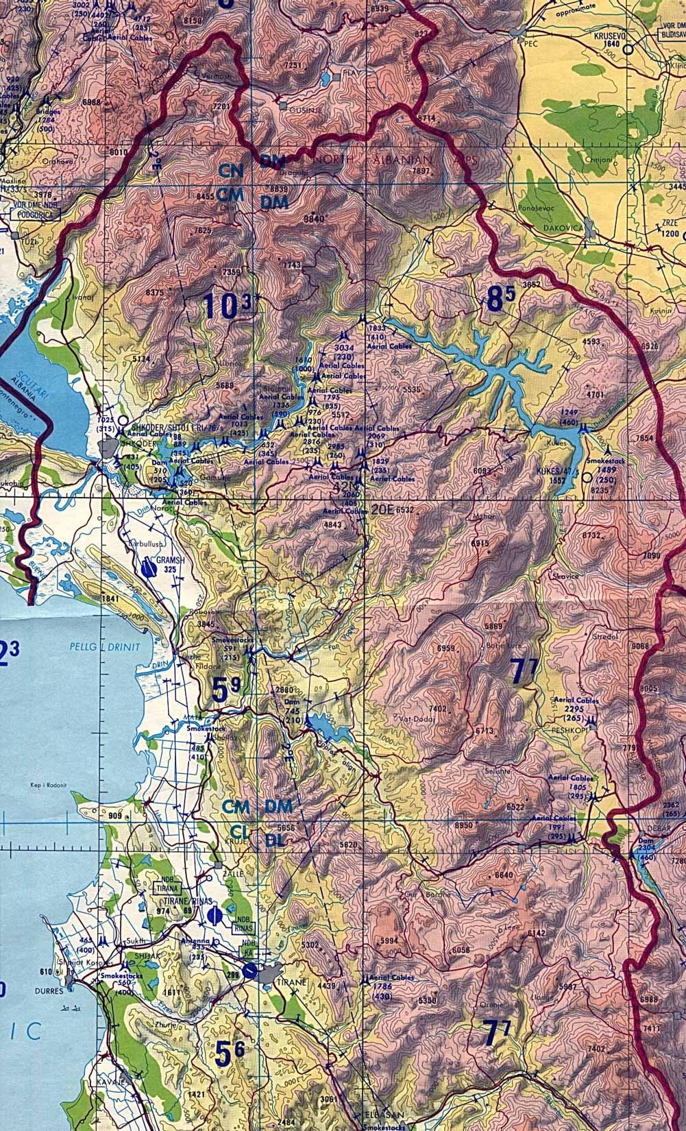 քարտեզ Ալբանիայի топографическая