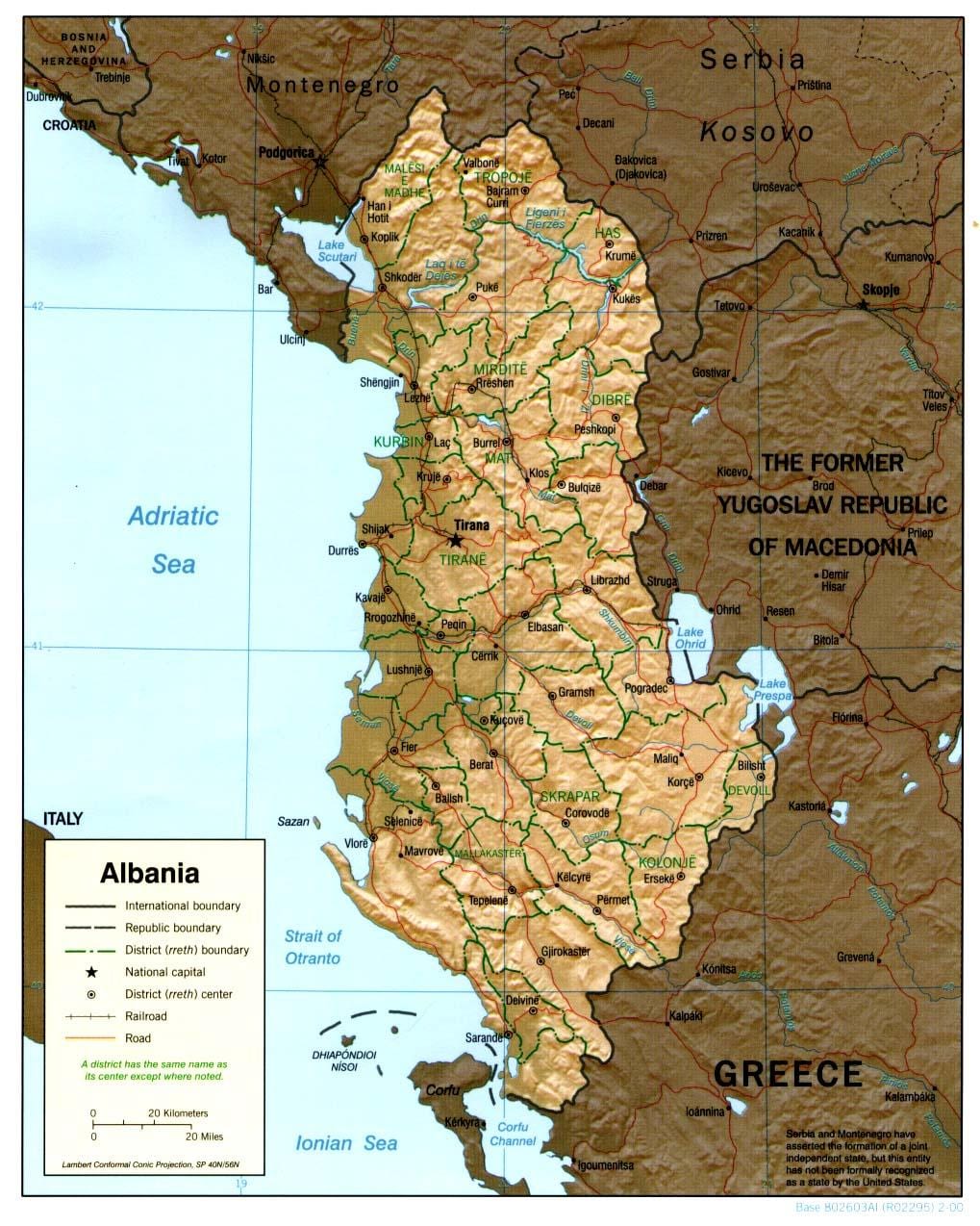 Ալբաներեն հին քարտեզի վրա