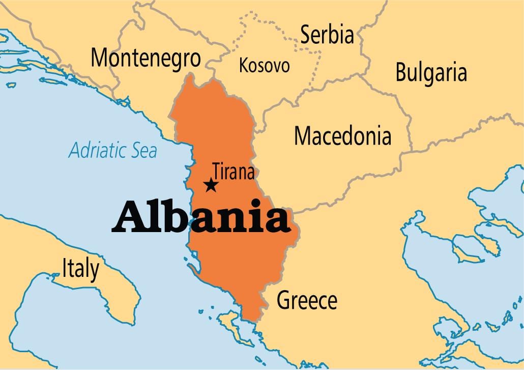Ալբանիա երկրի քարտեզ