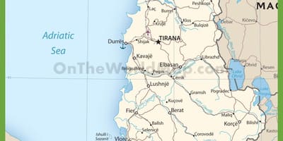 Ալբանիա ճանապարհների քարտեզի վրա